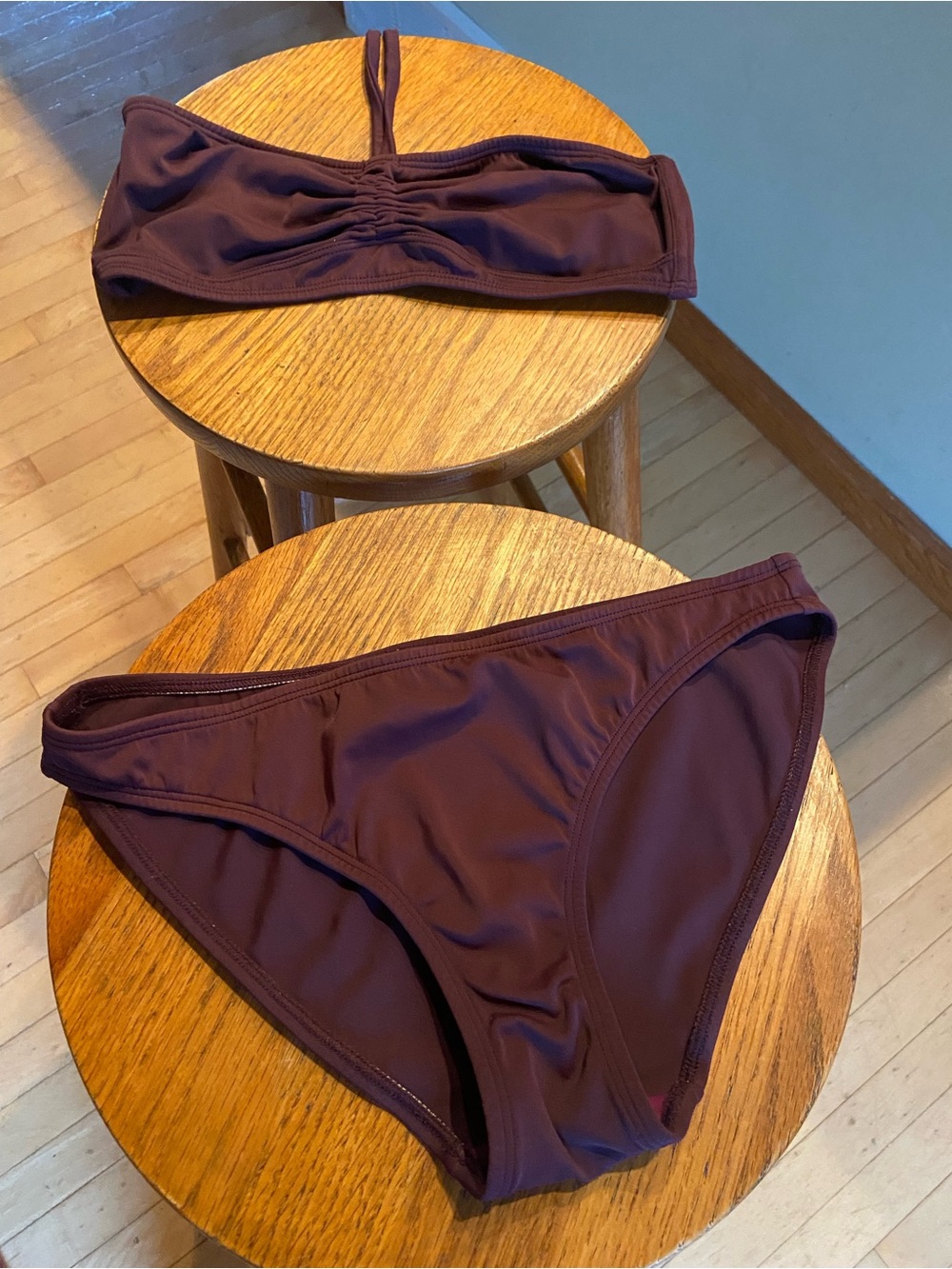 Malia Mills x Martin + Osa Burgundy Bandeau Bikini Top & Matching Bottom Size 36